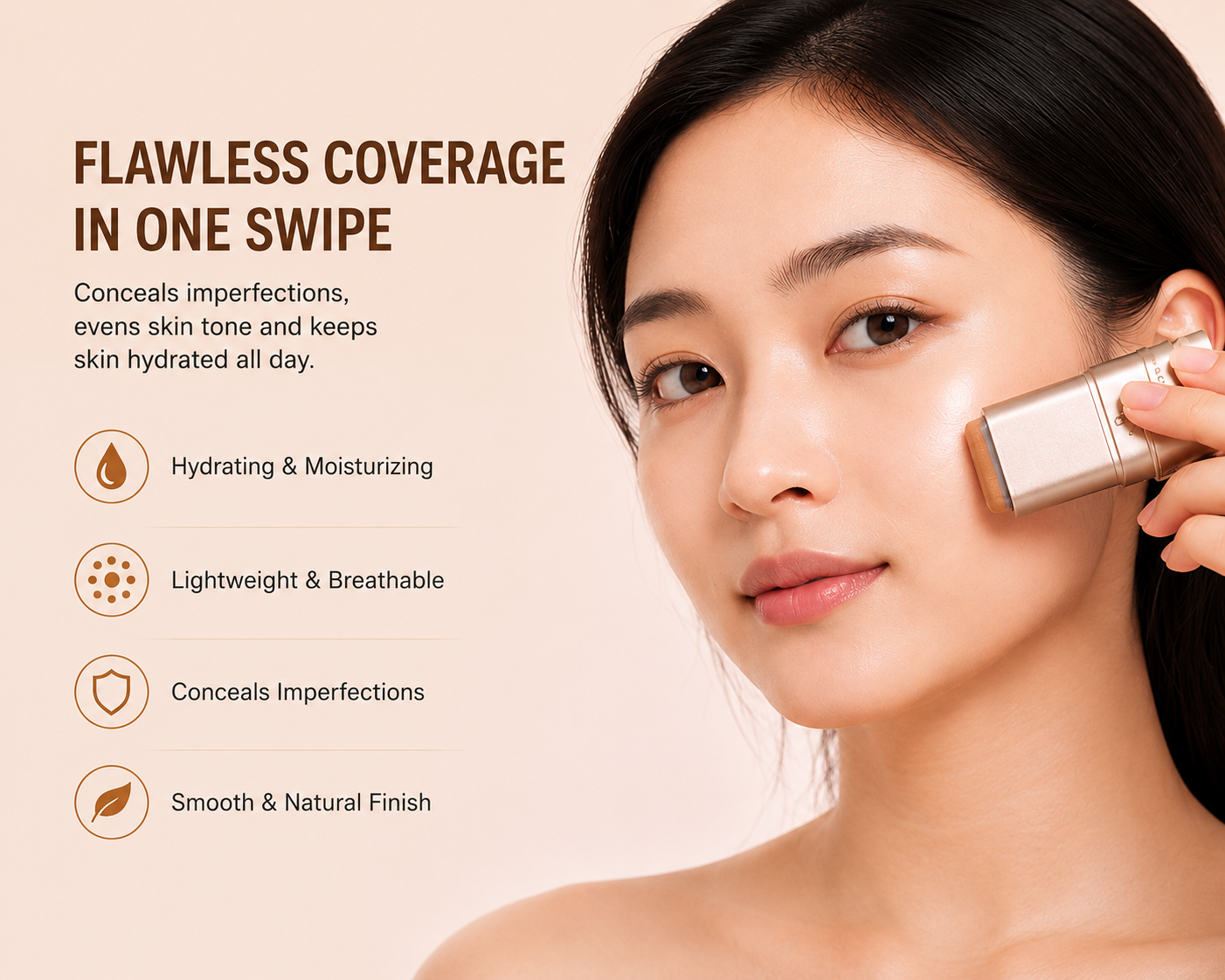 Waterproof Foundation Stick With Brush